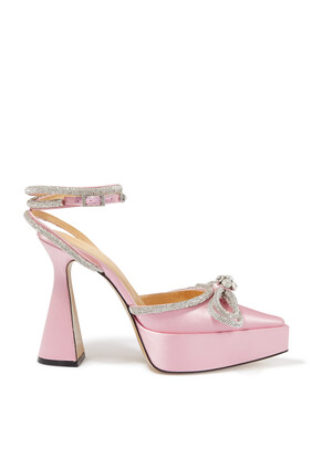 Double Bow 140 Satin Platform Pump